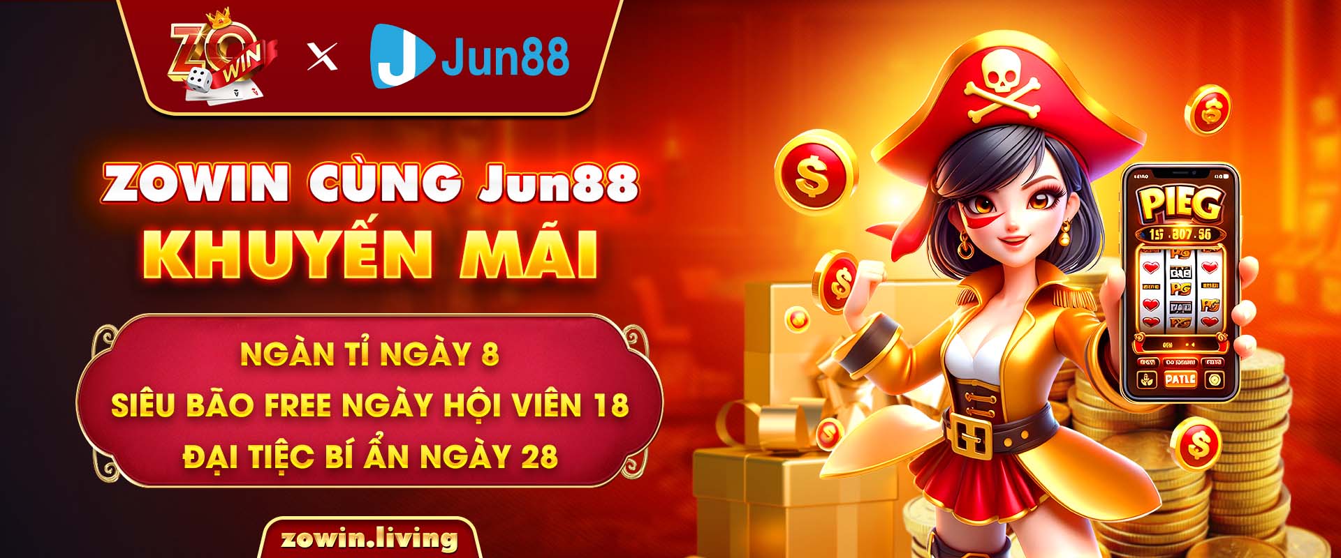 Zowin và Jun88 thưởng hàng tháng ngày 8 18 và 28 cho hội viên